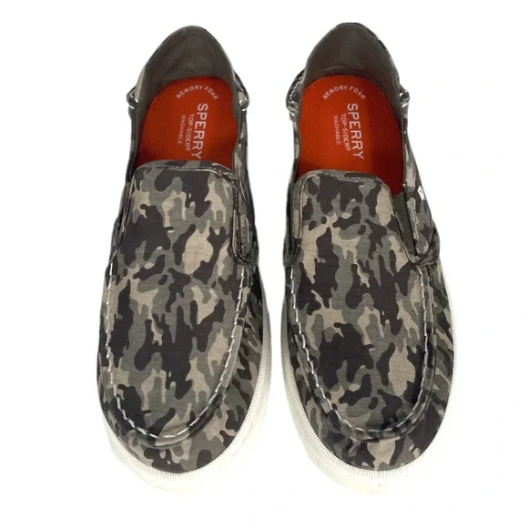 Sperry Top Siders Salty Washable Shoes Camo Green Tan Size 7 - Picture 2 of 7